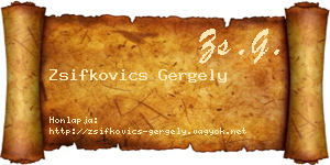 Zsifkovics Gergely névjegykártya